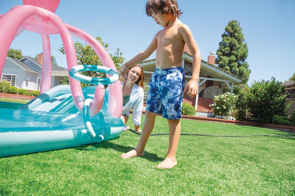 Intex 96" x 78" x 28" Inflatable Jungle Adventure Play Center Spray Kiddie Pool - Backyard Kids Water Slide, Outdoor Blow-Up Splash Pad for Toddlers wourant