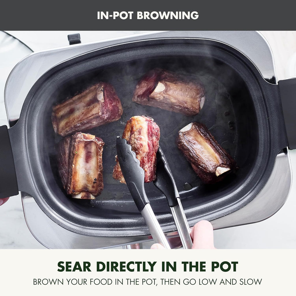 8-in-1 Programmable 6QT Electric Slow Cooker with Dishwasher-Safe Lid and Removable Base wourant