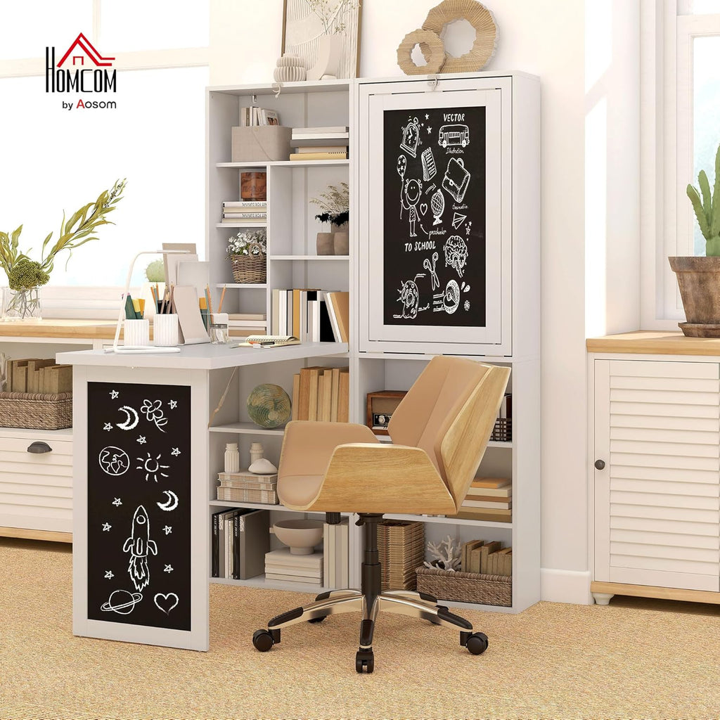 Folding convertible writing desk, wall mounted desk cabinet, multifunctional home office workstation wourant