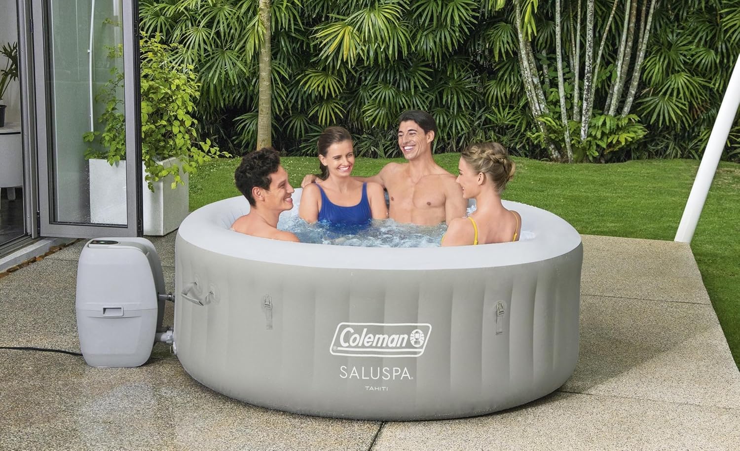 Bestway Palm Springs 4 to 6 Person EnergySense Smart AirJet Plus Inflatable Hot Tub Outdoor Spa with 140 AirJets and Insulated Cover wourant