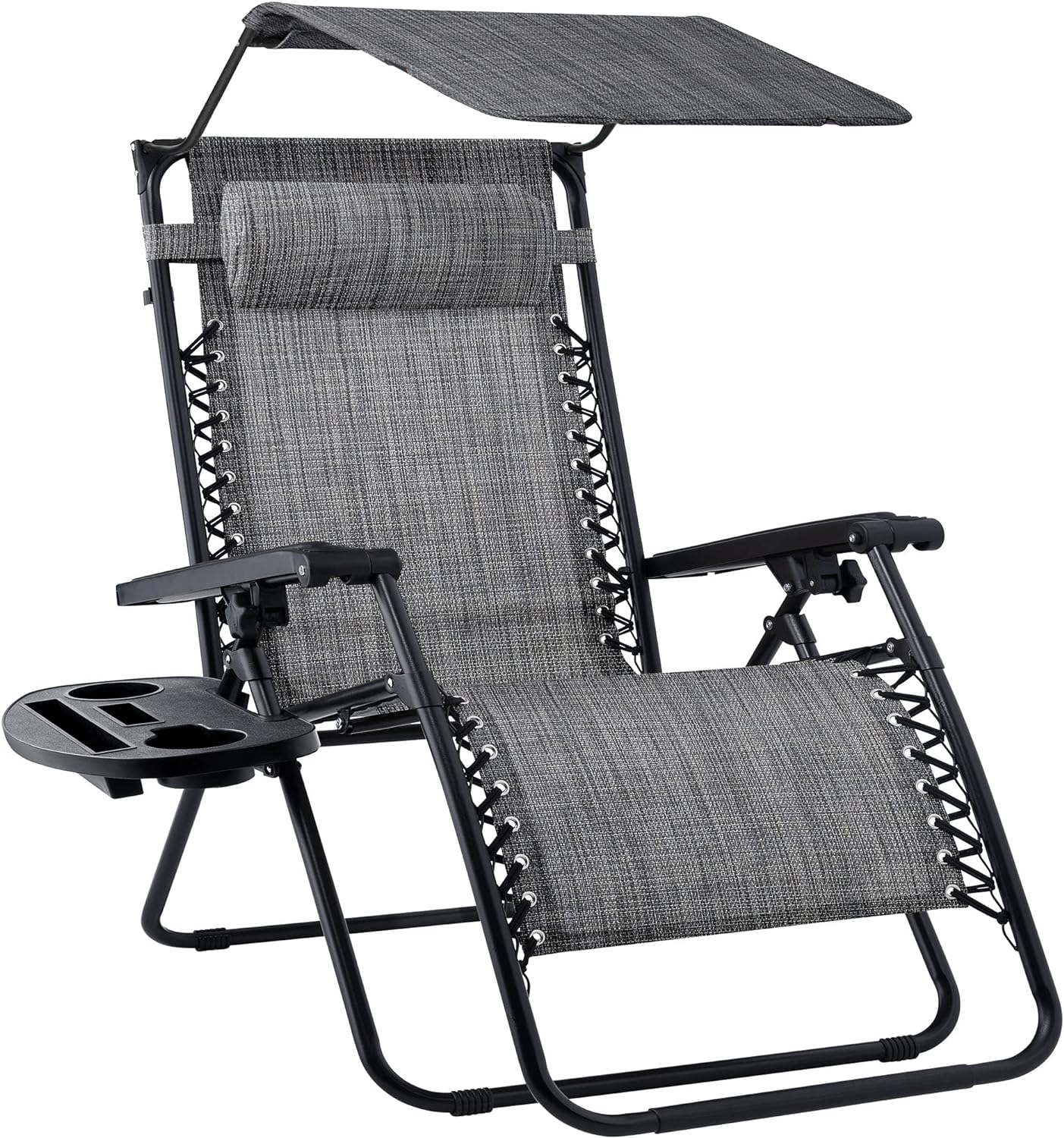 Best Choice Products Folding Zero Gravity Outdoor Recliner Patio Lounge Chair w/Adjustable Canopy Shade, Headrest, Side Accessory Tray, Textilene Mesh - Peacock Blue wourant