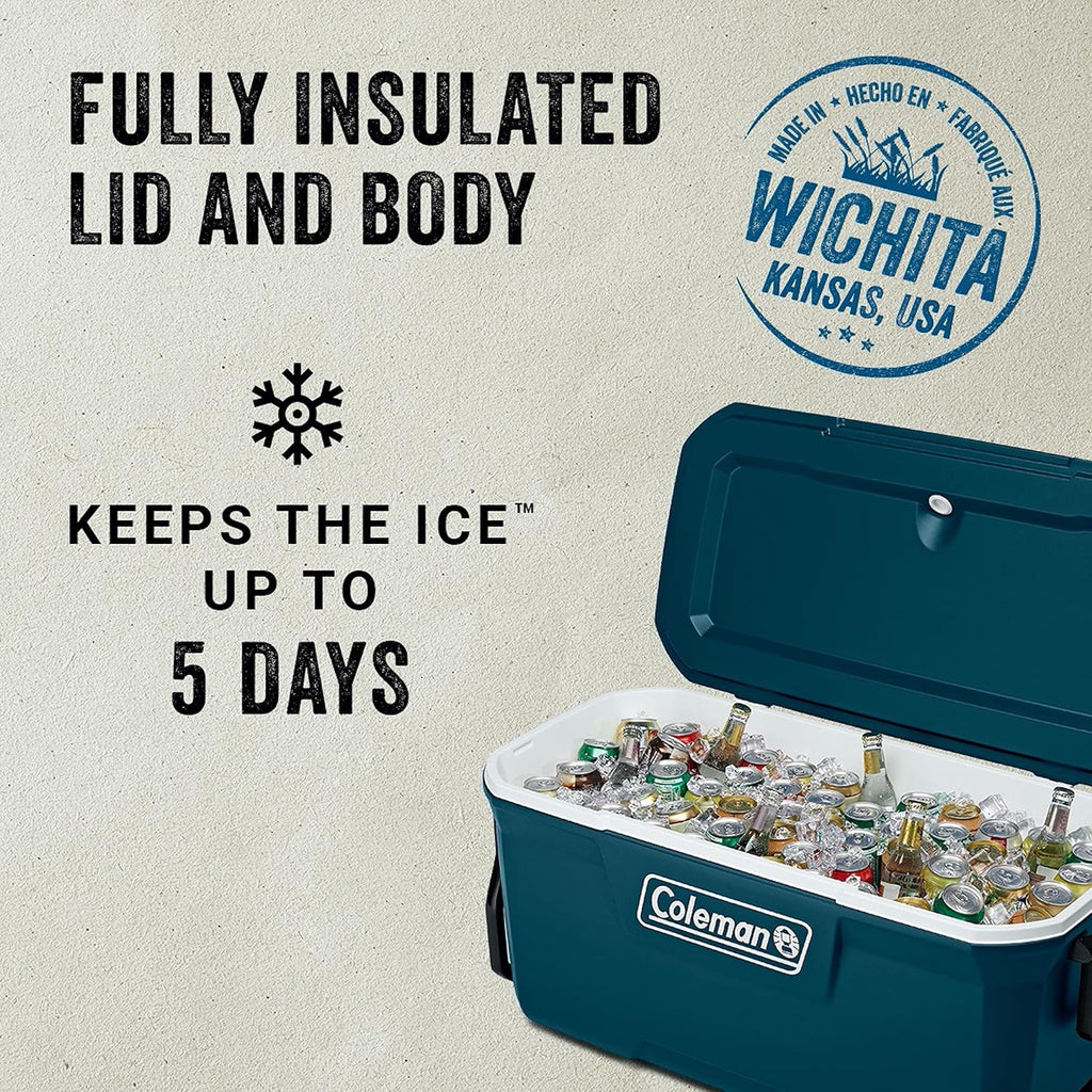 Coleman Classic Series Insulated Portable Wheeled Cooler, Leak-Resistant Outdoor Hard Cooler Keeps Ice up to 5 Days, 100-Quart wourant