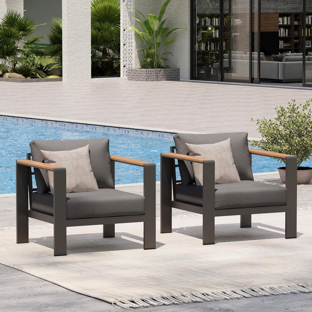 Aluminum Outdoor Patio Furniture Set with Coffee Table, 5 Piece Patio Conversation Sets, Outdoor Sectional Furniture for Porch, Balcony, Yard, Gray woonhhop