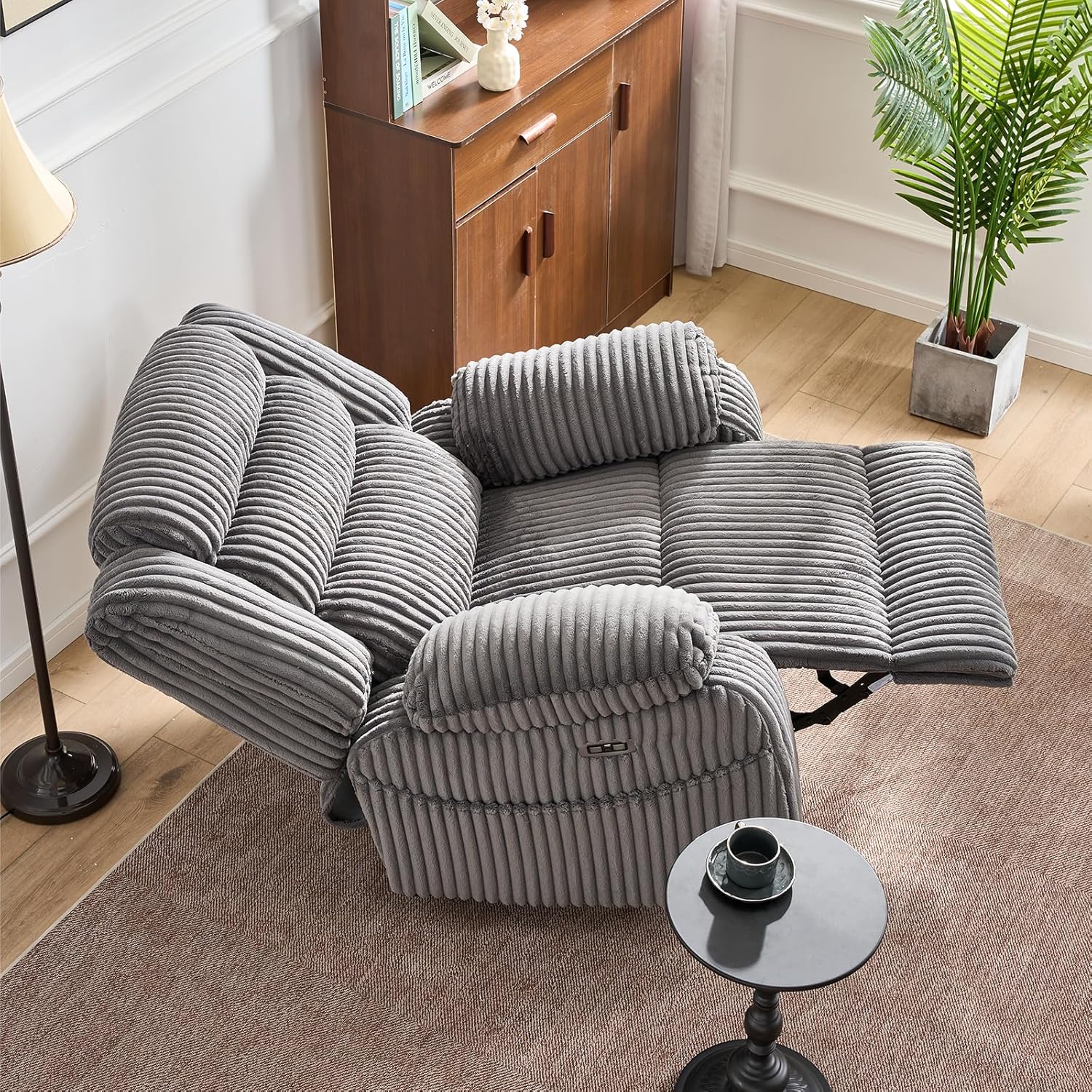Electric rotary rocker lounge chair for adults with massage and calories, USB and C charging ports wourant