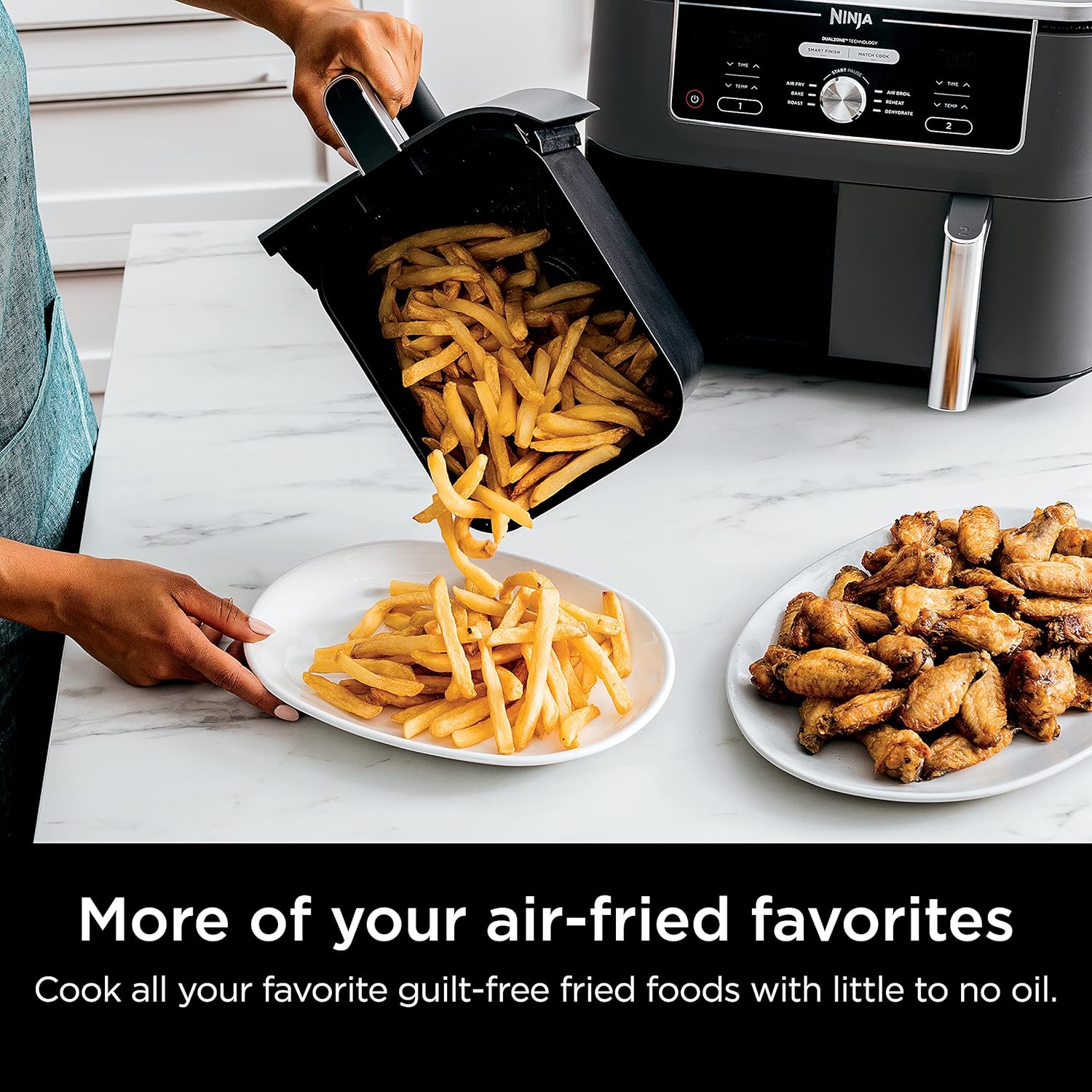 Ninja Foodi 10QT 6-in-1 DualZone Smart XL Air Fryer, 2 Independent 5QT Baskets, Smart Cook Thermometer, Match Cook, Smart Finish, Air Fry, Roast, Bake, Dehydrate, Reheat, Grey, DZ550 wourant