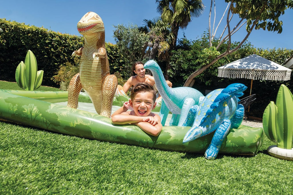 Intex 96" x 78" x 28" Inflatable Jungle Adventure Play Center Spray Kiddie Pool - Backyard Kids Water Slide, Outdoor Blow-Up Splash Pad for Toddlers wourant