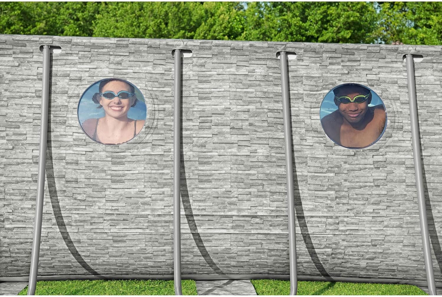 Power Steel Swim Vista Series II 14' x 8' 2" x 39.5" Above Ground Outdoor Swimming Pool Set with 530 GPH Filter Pump, Ladder, and Pool Cover wourant