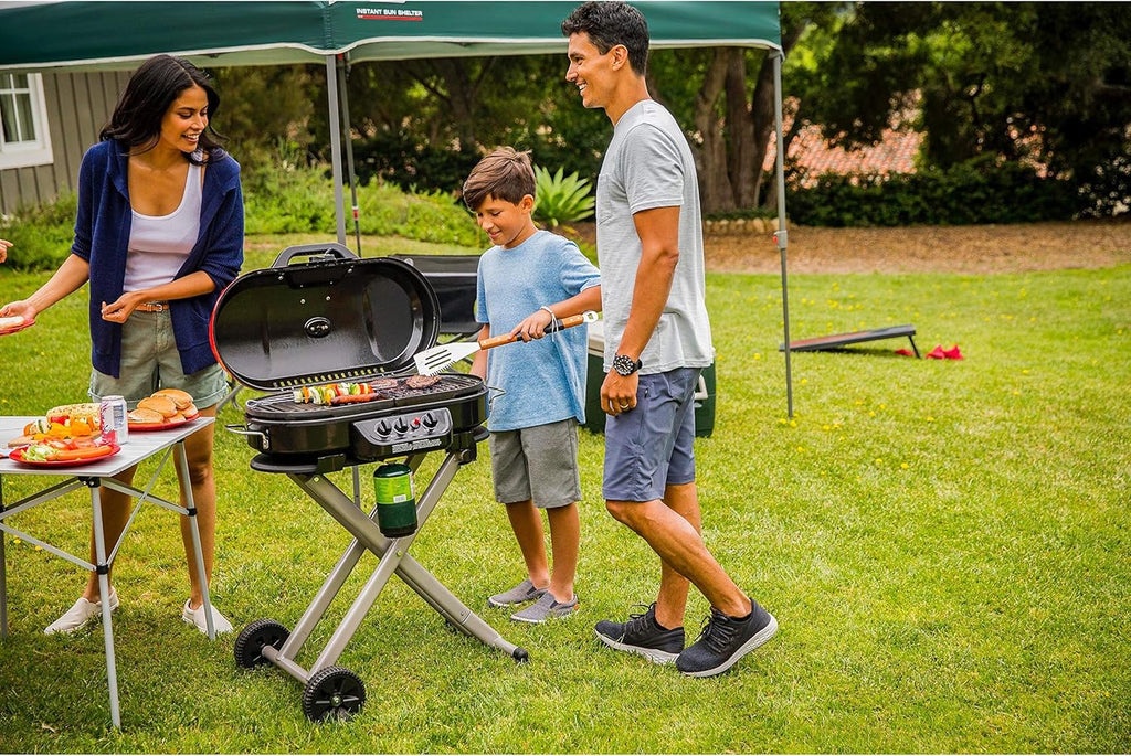 RoadTrip 285 Portable Stand-Up Propane Grill with 3 Adjustable Burners & Instastart Ignition, 20,000 BTUs of Power for Outdoor Cooking, Camping, Tailgating, Grilling, BBQs, & More wourant