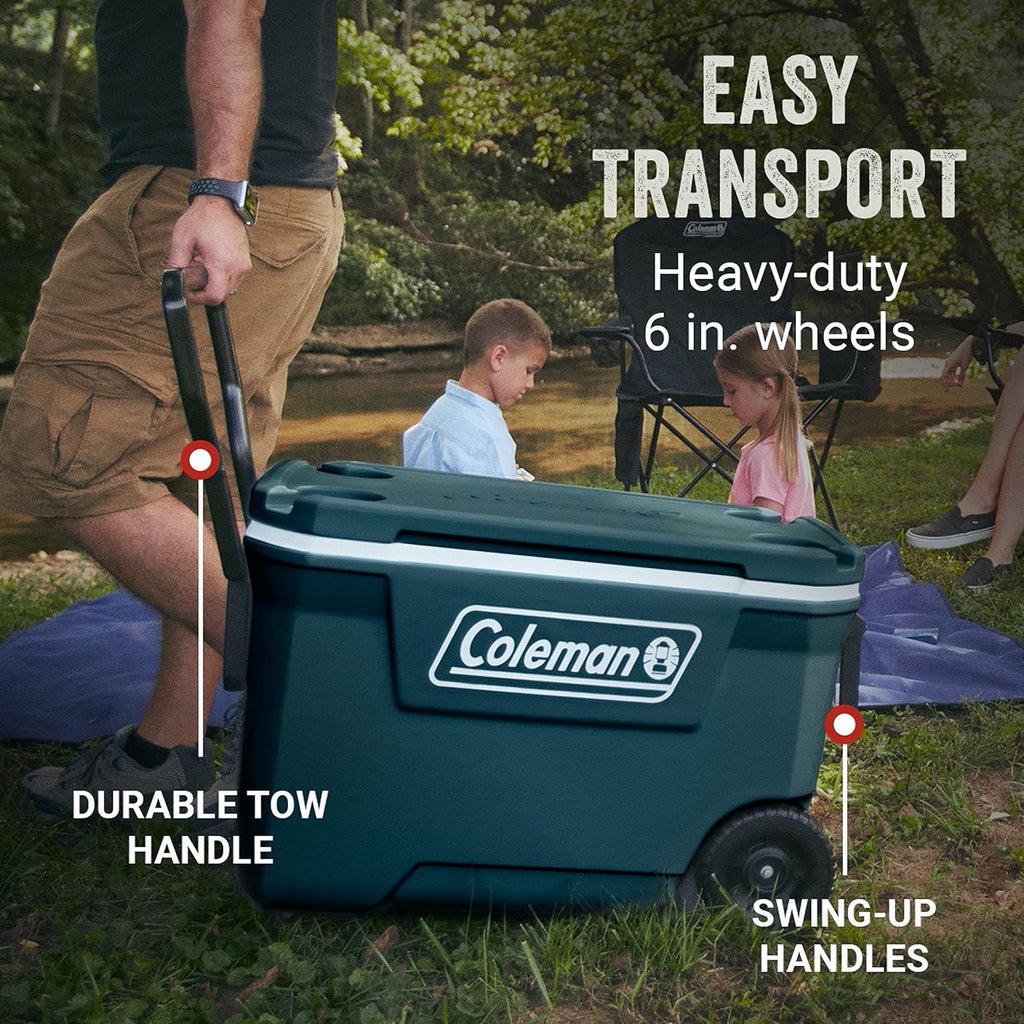 Coleman Classic Series Insulated Portable Wheeled Cooler, Leak-Resistant Outdoor Hard Cooler Keeps Ice up to 5 Days, 100-Quart wourant