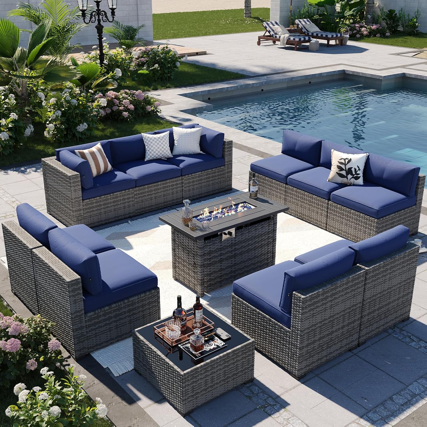 Aoxun Patio Furniture Sets, 7-Piece Outdoor Patio Furniture with Thick Cushions, Wicker Outdoor Conversation Set Sectional Sofa for Backyard, Poolside, Garden woonhhop
