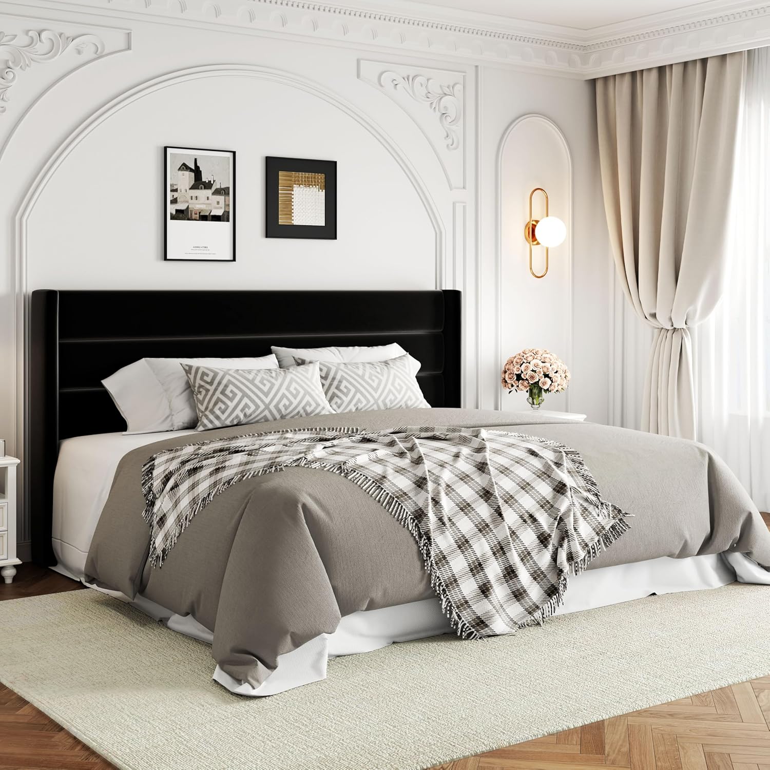 Allewie Queen Size Lift Up Storage Bed Modern Wingback Headboard Hydraulic Support wourant