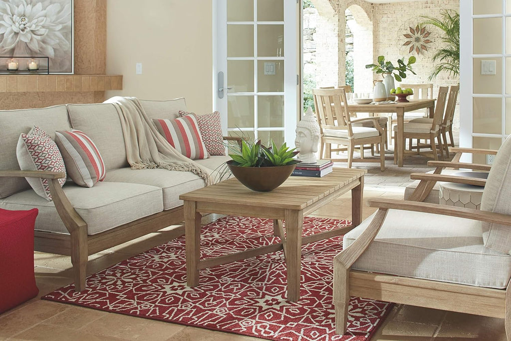 Coastal view outdoor terrace eucalyptus sofa wourant