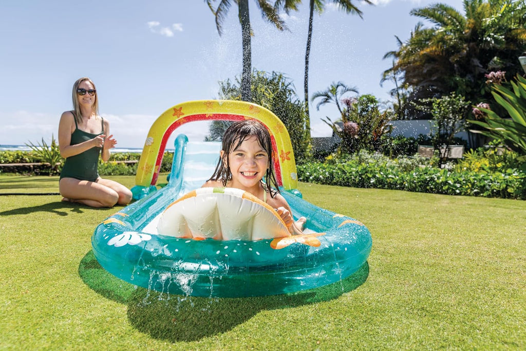 Intex 96" x 78" x 28" Inflatable Jungle Adventure Play Center Spray Kiddie Pool - Backyard Kids Water Slide, Outdoor Blow-Up Splash Pad for Toddlers wourant