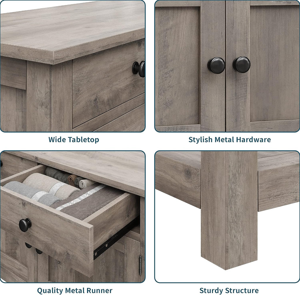 Farmhouse style console table coffee bar, entry table with storage rack, sofa table buffet sideboard wourant