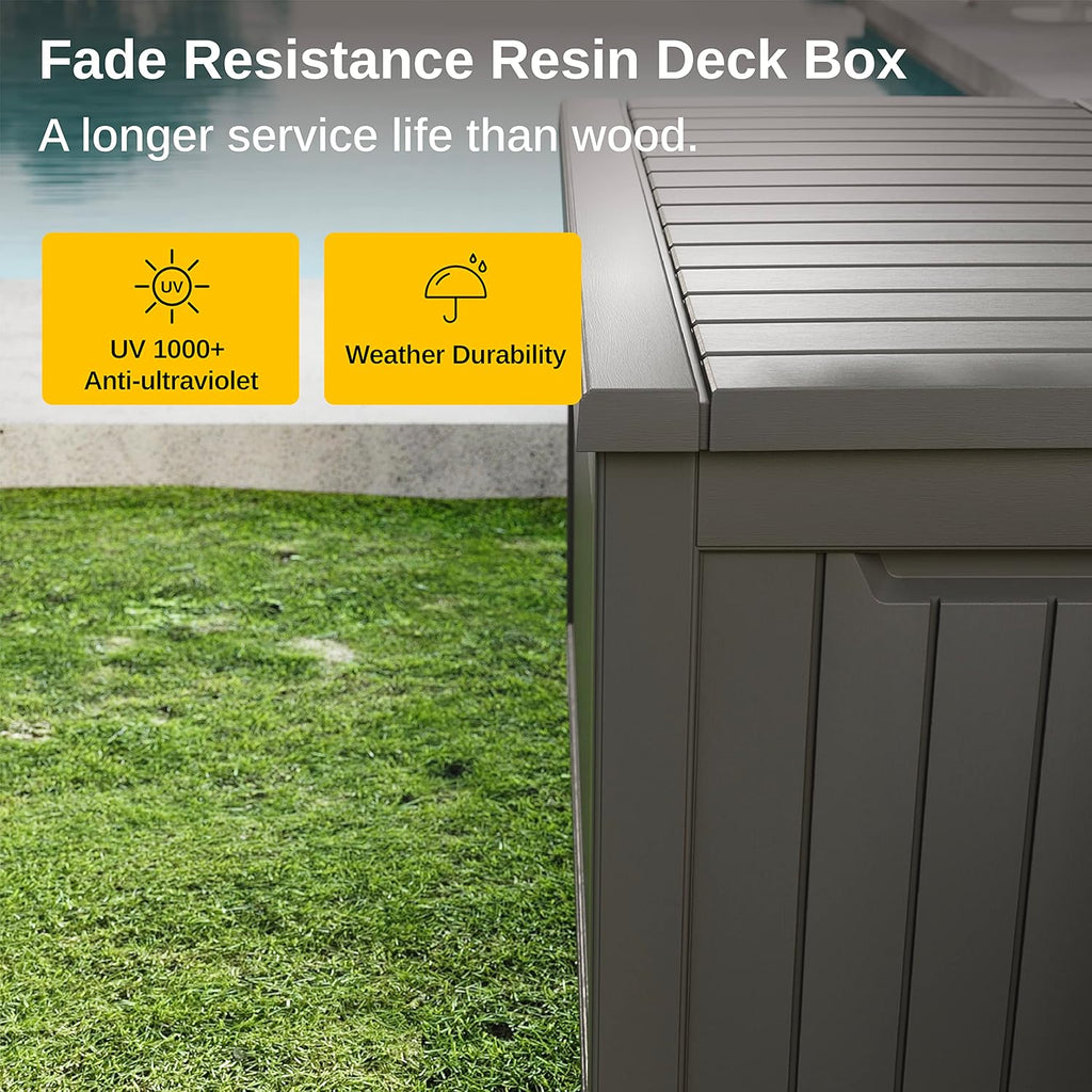 EAST OAK Outdoor Storage Box, 60 Gallon Deck Box Indoor and Outdoor Use, Waterproof Resin Storage Bin wourant
