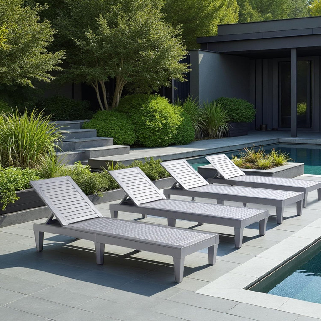 Patio Chairs - Black Chaise Lounge Chair Outdoor 5-Position Adjustable Sun Tanning Chair Waterproof Pool Lounge Chairs Set of 2 Reclining Lawn Chair, Lightweight Outdoor Lounge Chairs wourant