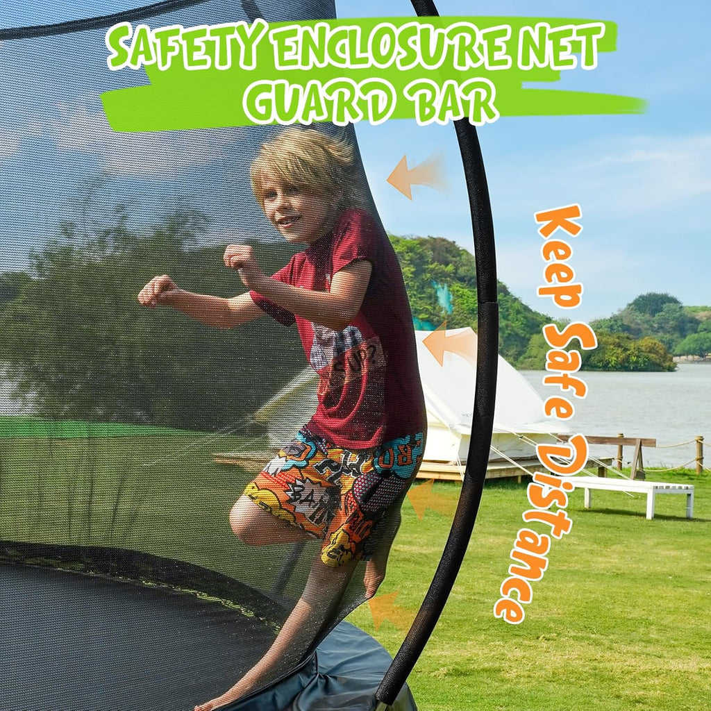 Gigu 10FT 12FT 14FT Recreational Trampolines with Enclosure Net and Ladder and Anti-Rust Coating, ASTM Approved Trampoline Outdoor for Kids and Adults Outdoor Yard Trampolines wourant