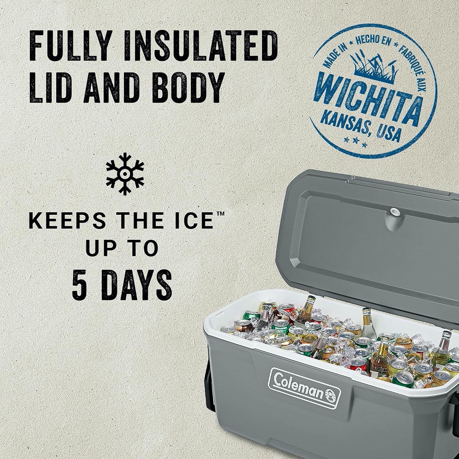 Coleman Insulated Portable Rolling Cooler with Wheels, Leak-Proof Outdoor Hard Cooler, Keeps Ice for Up to 5 Days, 100 Quart wourant