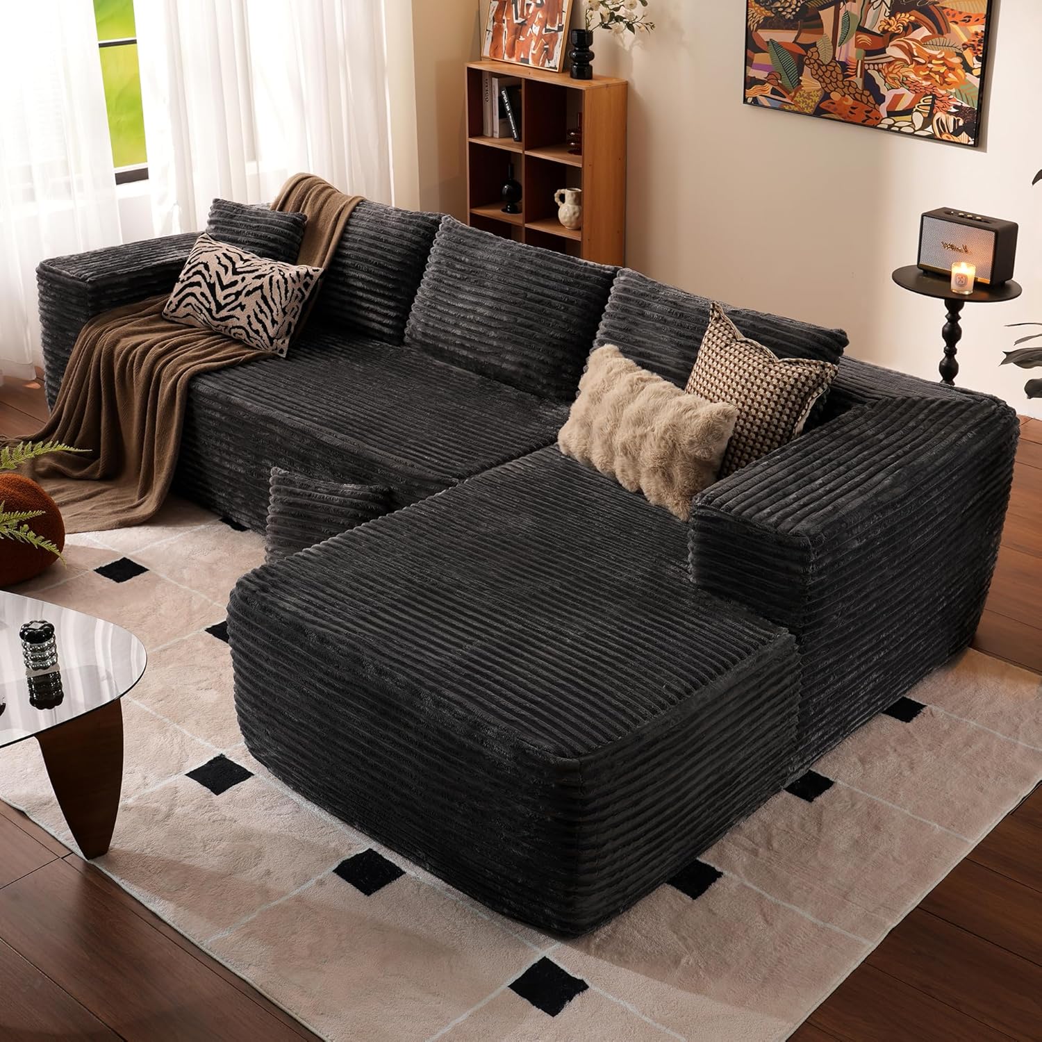 Ovios 104" Cloud Section Sofa L-shaped lounge chair, modern modular sofa wourant