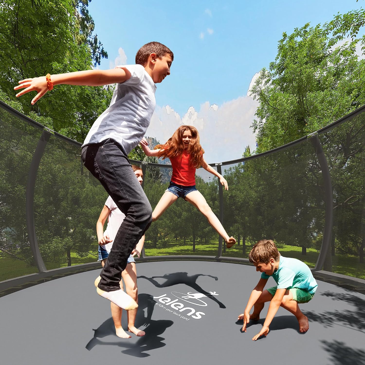Trampoline 8FT 10FT 12FT 14FT 16FT, Recreational Trampolines with Enclosure Net and Ladder, Outdoor Anti-Rust Trampolines for Kids and Adults, ASTM Approved wourant