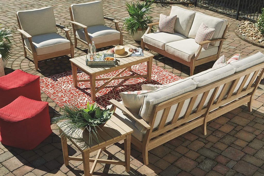 Coastal view outdoor terrace eucalyptus sofa wourant