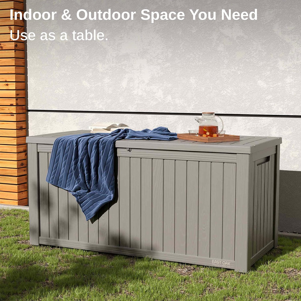 EAST OAK Outdoor Storage Box, 60 Gallon Deck Box Indoor and Outdoor Use, Waterproof Resin Storage Bin wourant