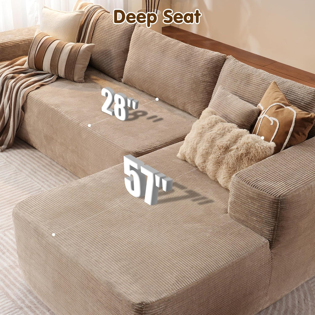 Ovios 104" Cloud Section Sofa L-shaped lounge chair, modern modular sofa wourant