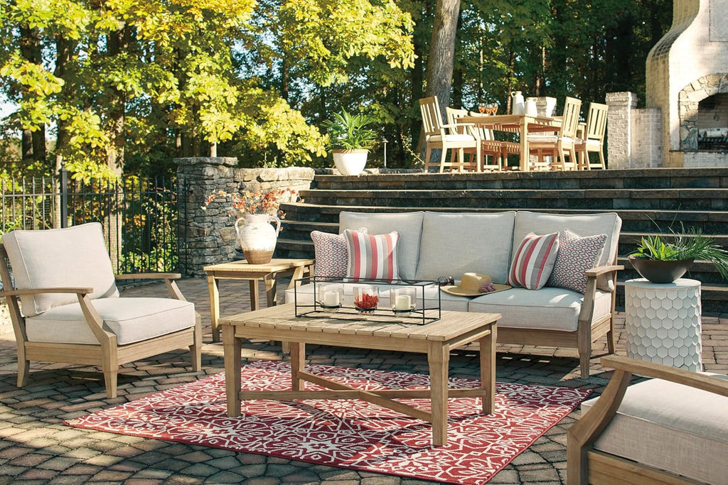 Coastal view outdoor terrace eucalyptus sofa wourant