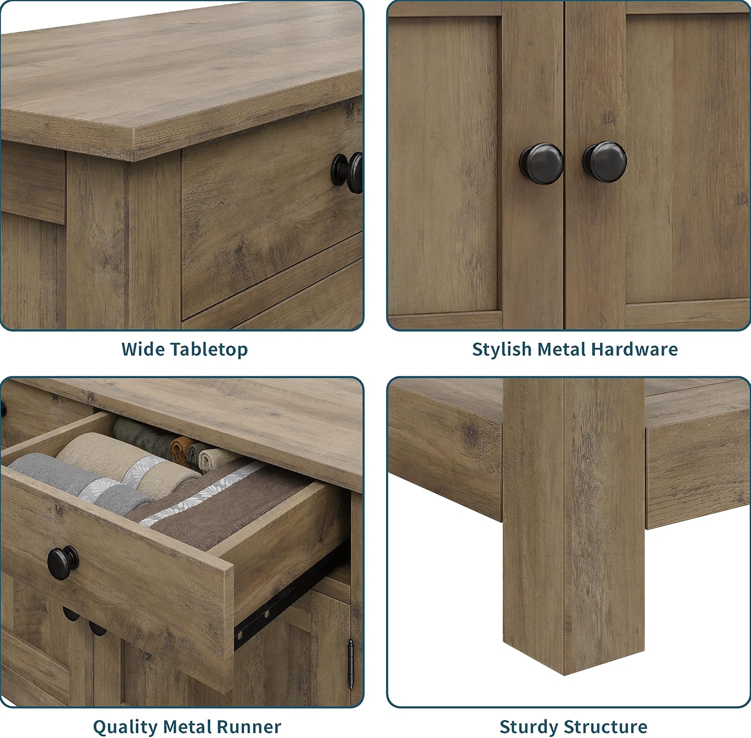 Farmhouse style console table coffee bar, entry table with storage rack, sofa table buffet sideboard wourant