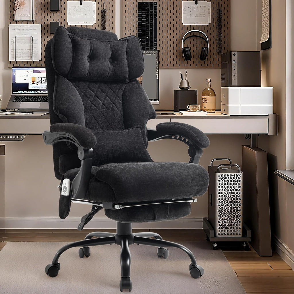 Massage Office Chair with Footrest, Large and Tall Leather Office Chair 500 lbs wourant