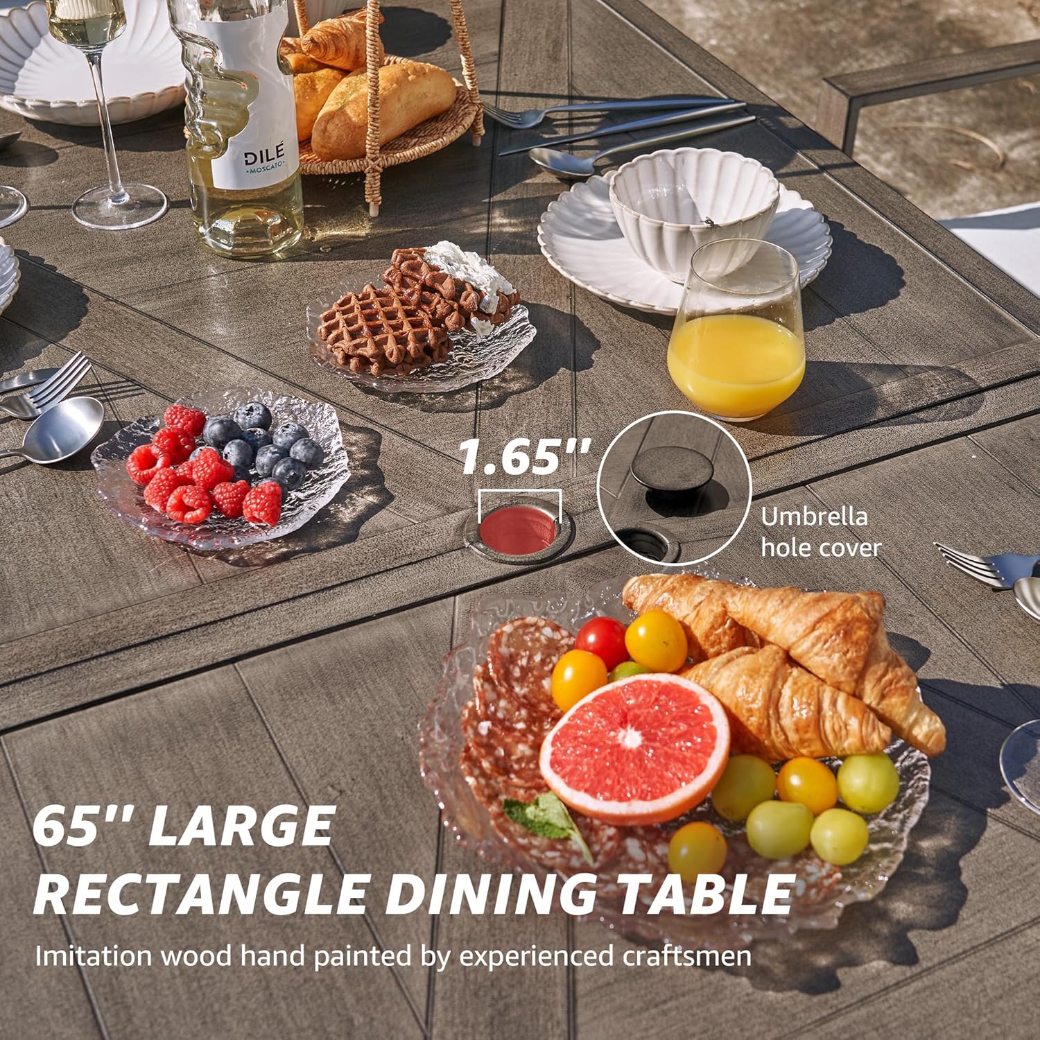 NATURAL EXPRESSIONS 5-Piece Outdoor Patio Dining Set 4pcs Patio Swivel Rocking Chairs wourant