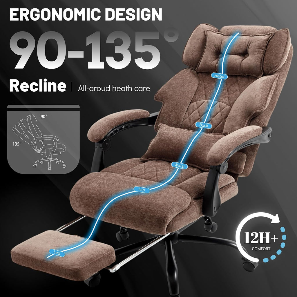Massage Office Chair with Footrest, Large and Tall Leather Office Chair 500 lbs wourant