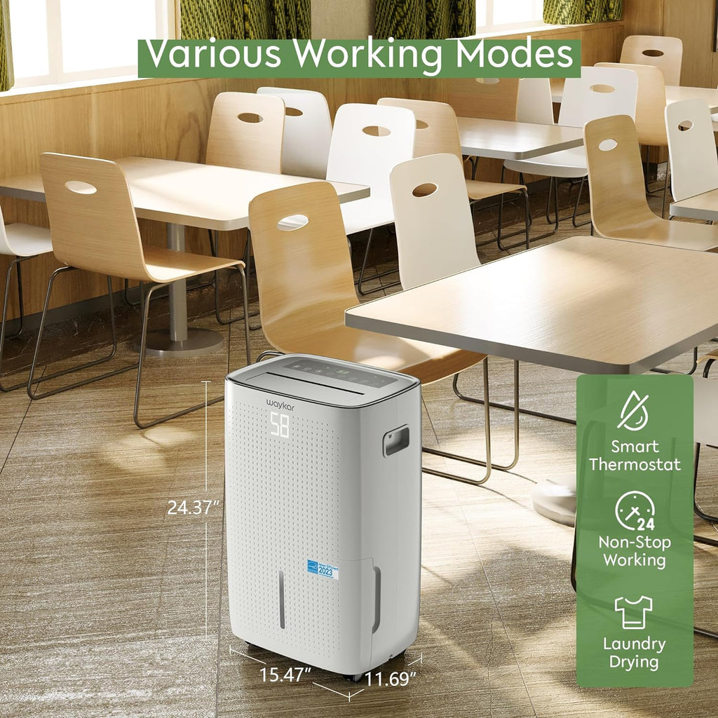 Waykar 2000 Sq. Ft Dehumidifier for Home and Basements, with Auto or Manual Drainage, 0.66 Gallon Water Tank Capacity wourant