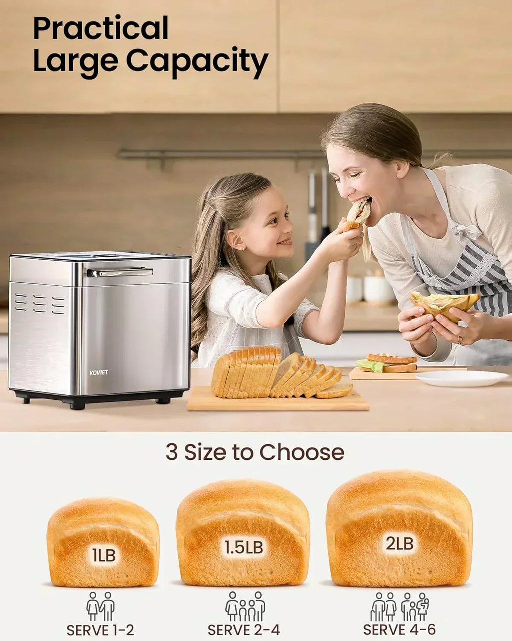 25-in-1 Bread Maker with Automatic Dual Dispenser 2-Pound Stainless Steel Bread Maker wourant