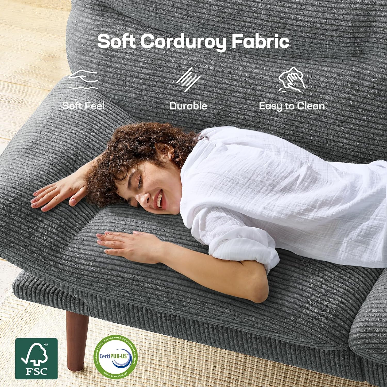 Futon Sofa Bed Futon Sofa Adjustable Back Armrests Converts to Small Sleeper Sofa Bed wourant