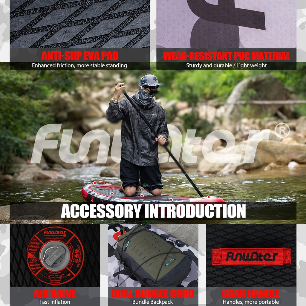 FunWater Inflatable Stand Up Paddle Board Premium SUP Paddle Accessories EVA Deck wourant