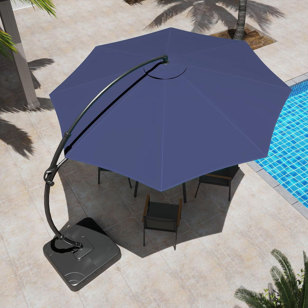 LAUSAINT HOME Outdoor Patio Umbrella with Base included 11 FT Deluxe Curvy Cantilever Umbrella wourant