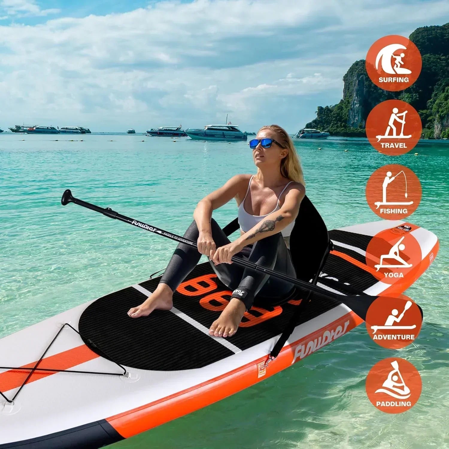 FunWater Inflatable Stand Up Paddle Board Premium SUP Paddle Accessories EVA Deck wourant