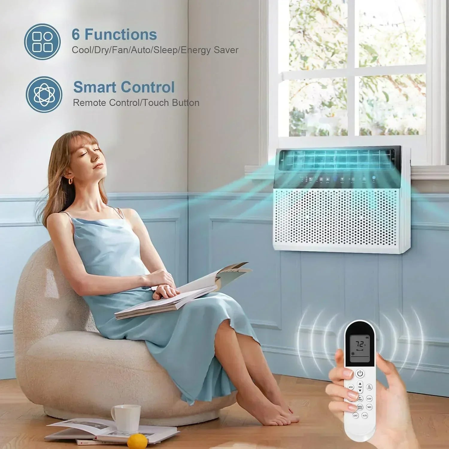Antarctic Star 12,000 BTU U-Shaped Window Air Conditioner Unit Cools up to 550 Sq.Ft. with 6 Modes wourant