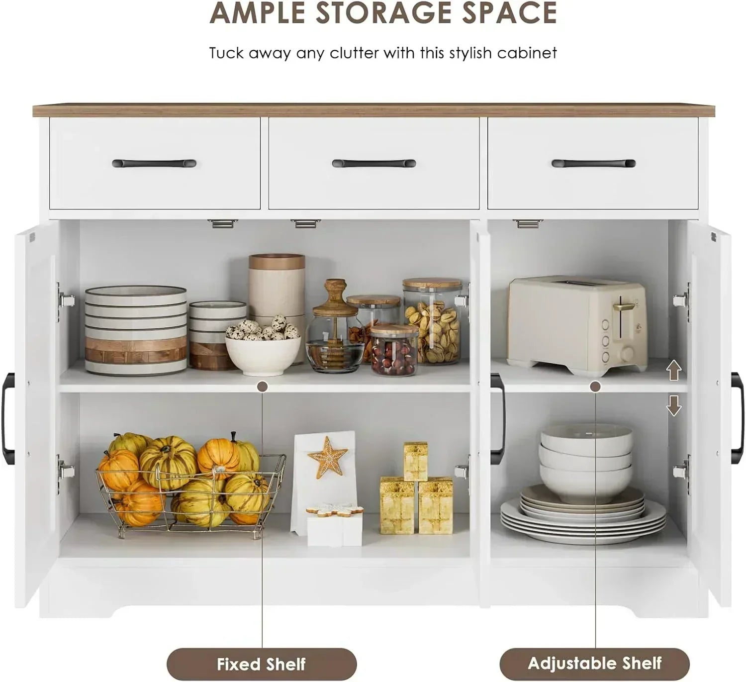 Modern farmhouse sideboard barn door buffet storage cabinet with drawers and shelves wourant