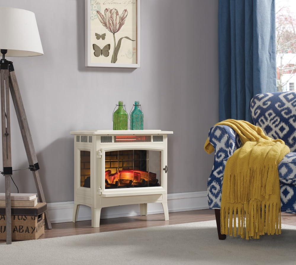 Freestanding Electric Fireplace Stove Heater with 3D Flame Effect for 1000 Sq. Ft wourant