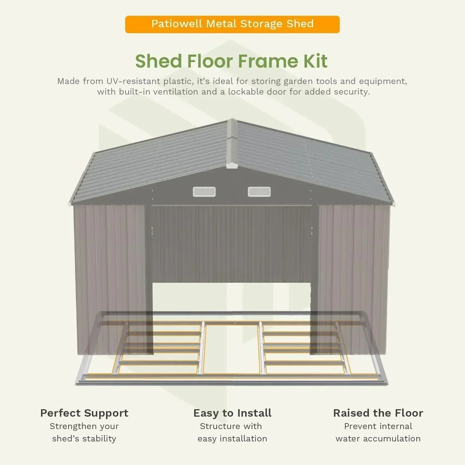 Patiowell 5x3 FT Outdoor Storage Shed Tool Shed with Sloping Roof and Lockable Door Metal Shed wourant