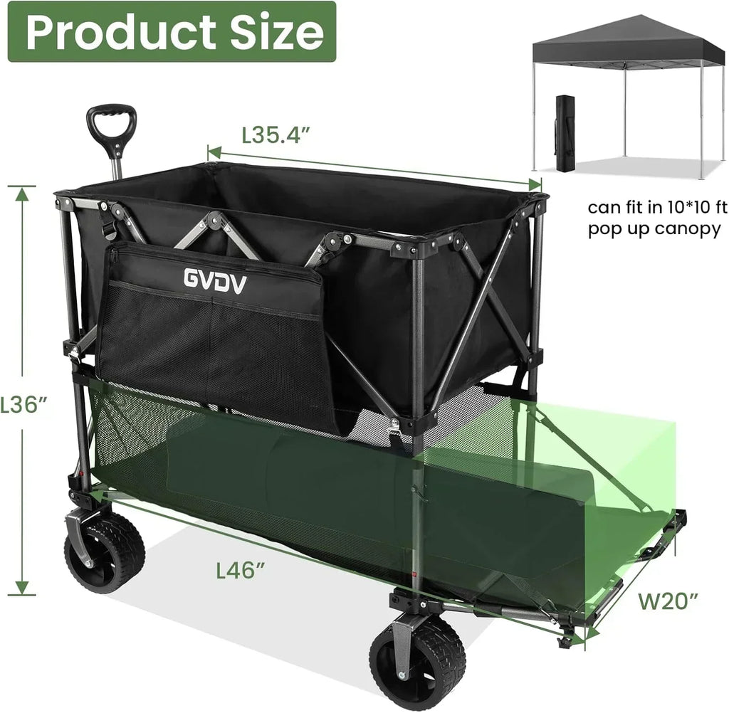 Double-decker cart 500 lb capacity 400 liter foldable cart all-terrain wheels foldable cart wourant