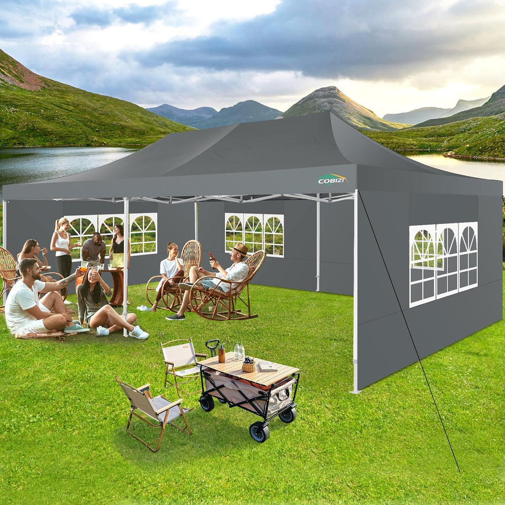 COBIZI 10x20 Heavy Duty Pop up Canopy Tent 6 sidewalls Commercial Canopy Wedding Party Tents wourant