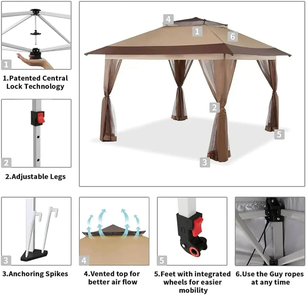 CROWN SHADES 13x13 Pop Up Gazebo Canopy Tent Gazebos on Clearance Outdoor Gazebo wourant