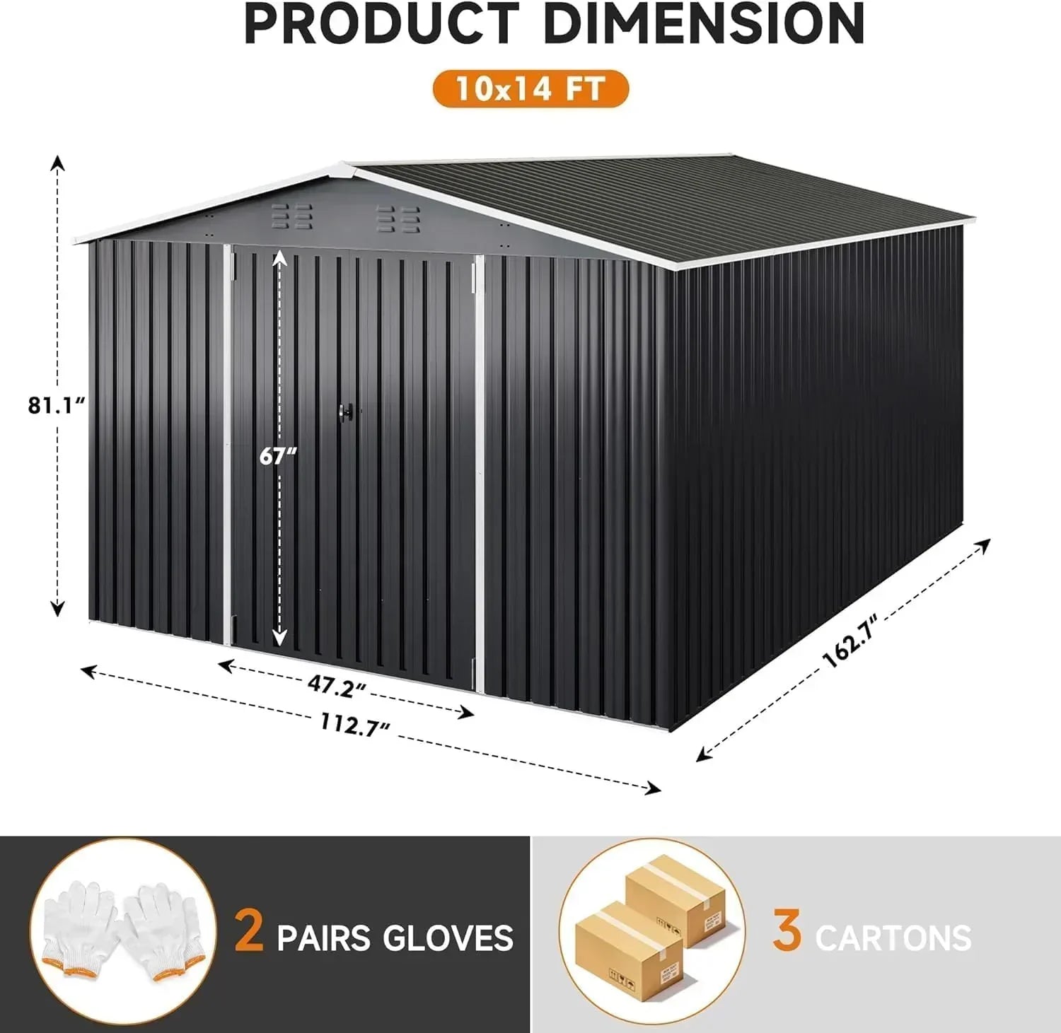 polar aurora 8x12 ft outdoor storage shed metal garden shed frame structure tool sheds wourant