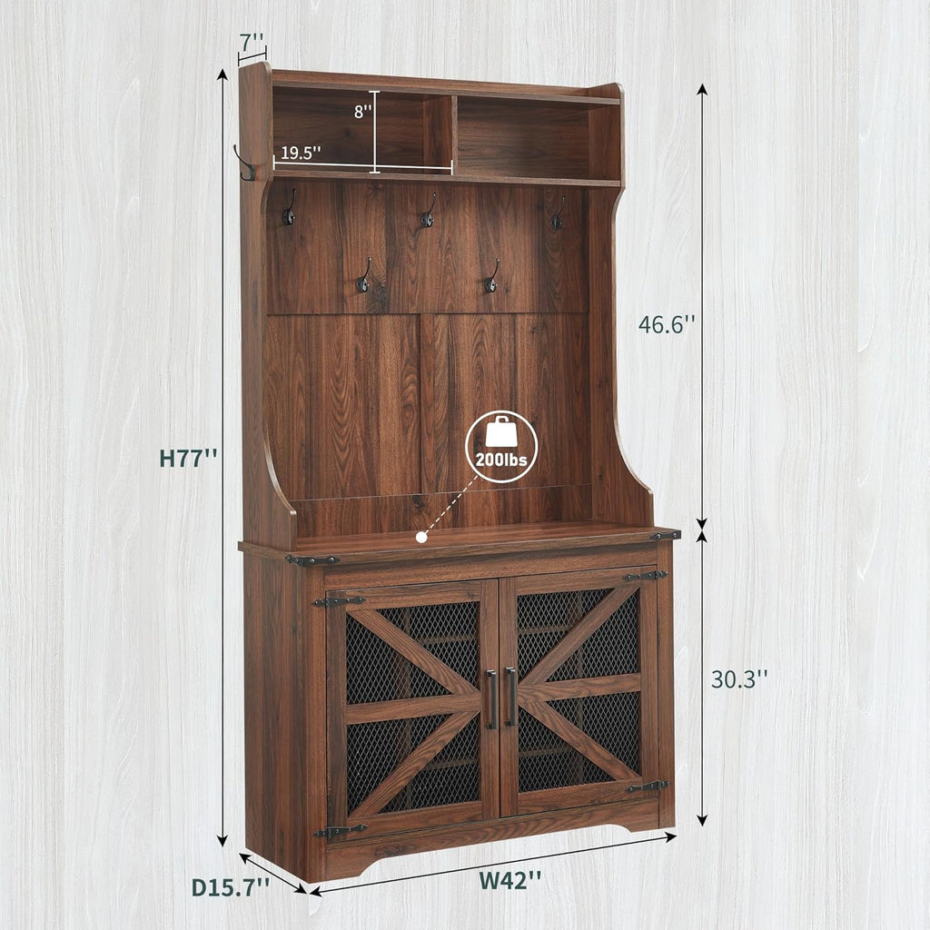 JXQTLINGMU 59-inch Farmhouse Foyer Tree Shoe Storage Entryway Bench Foyer Coat Rack Cabinet wourant