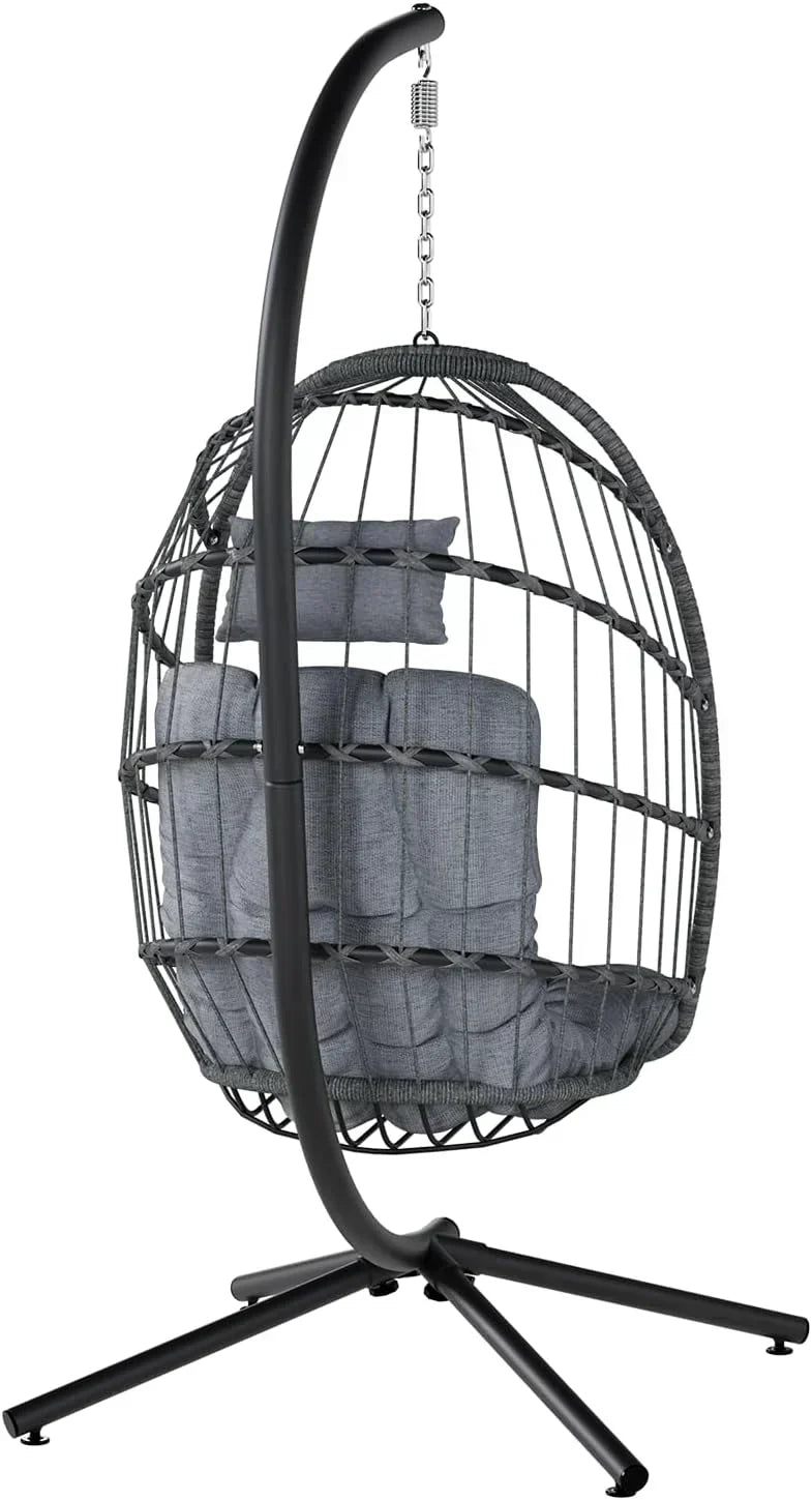 SWITTE Egg Chair Outdoor with Stand Indoor Wicker Hanging Egg Swing Chair with Cushion wourant
