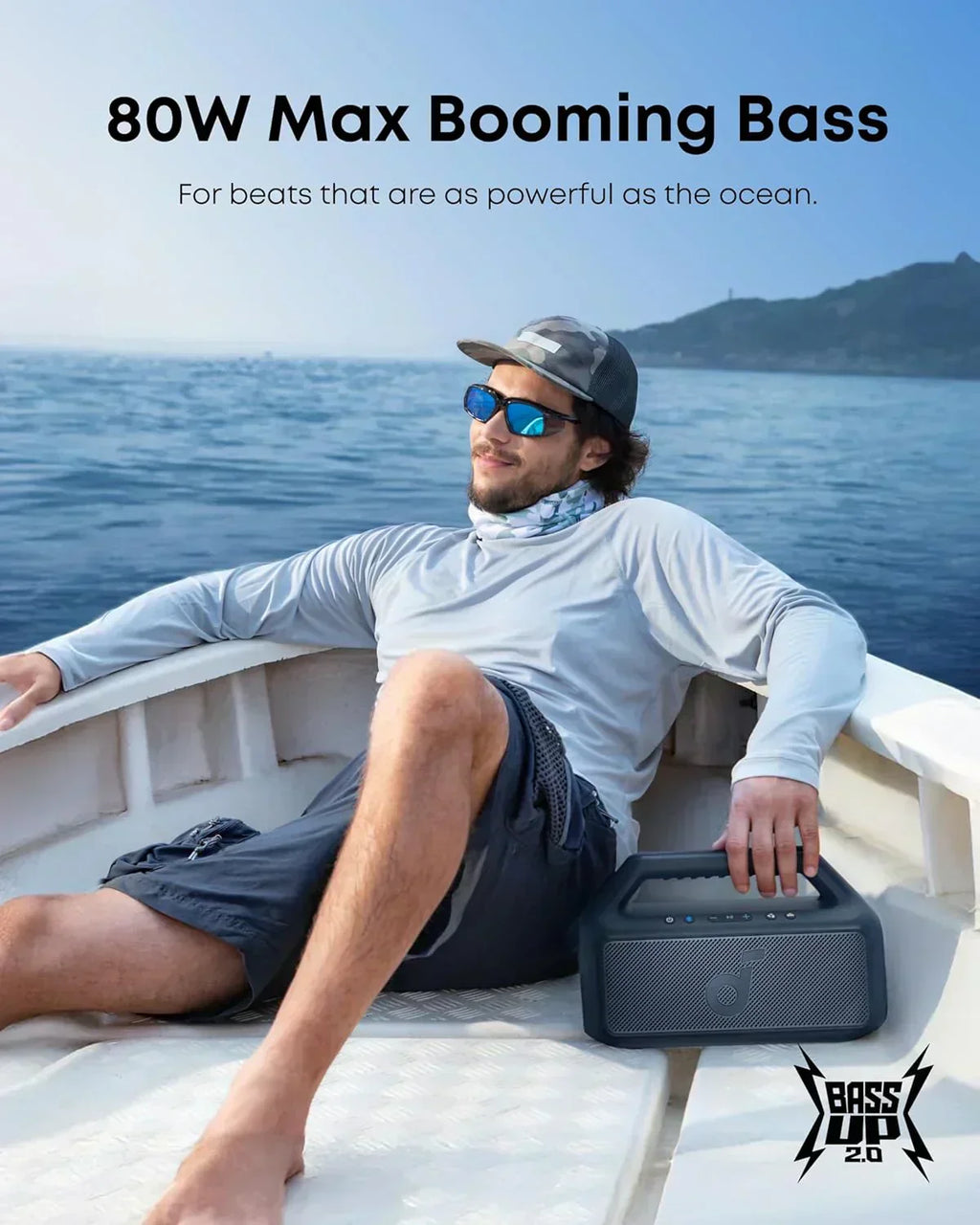 Outdoor Speaker 80W Subwoofer BassUp 2.0 24H Playtime IPX7 Waterproof Floatable RGB Lights wourant