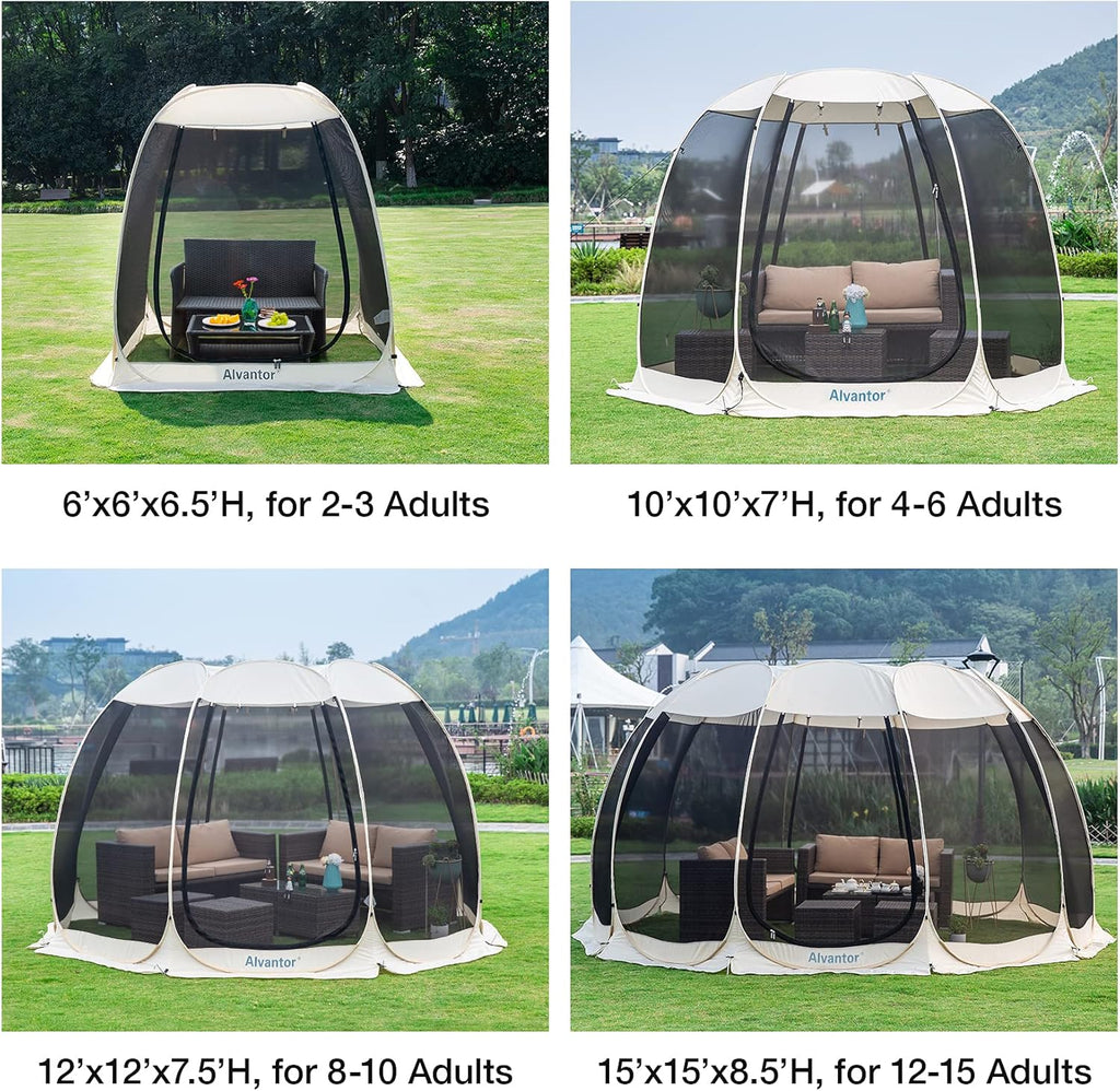 Screen gazebo sleeps 6-10-15 people Igloo-style canopy tent mosquito net on the sides Perfect wourant